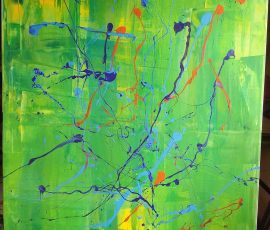 Funkenflug in Grün 80x60cm 2025