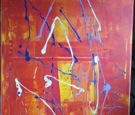 Funkenflug in Rot 80x60cm 2025